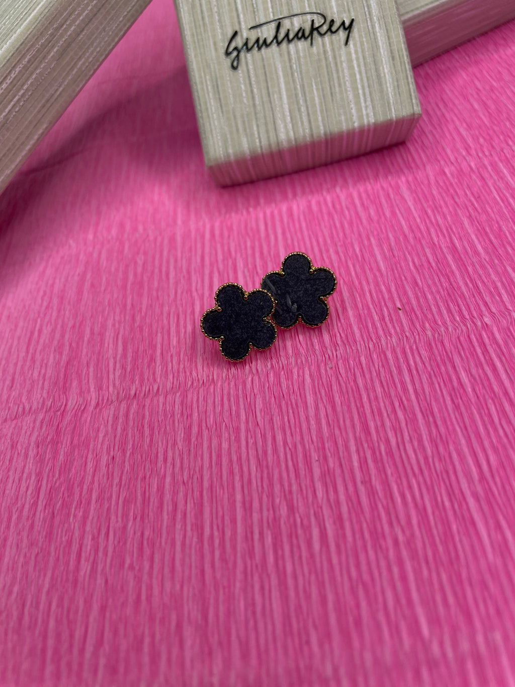 orecchini lucky charm gold nero