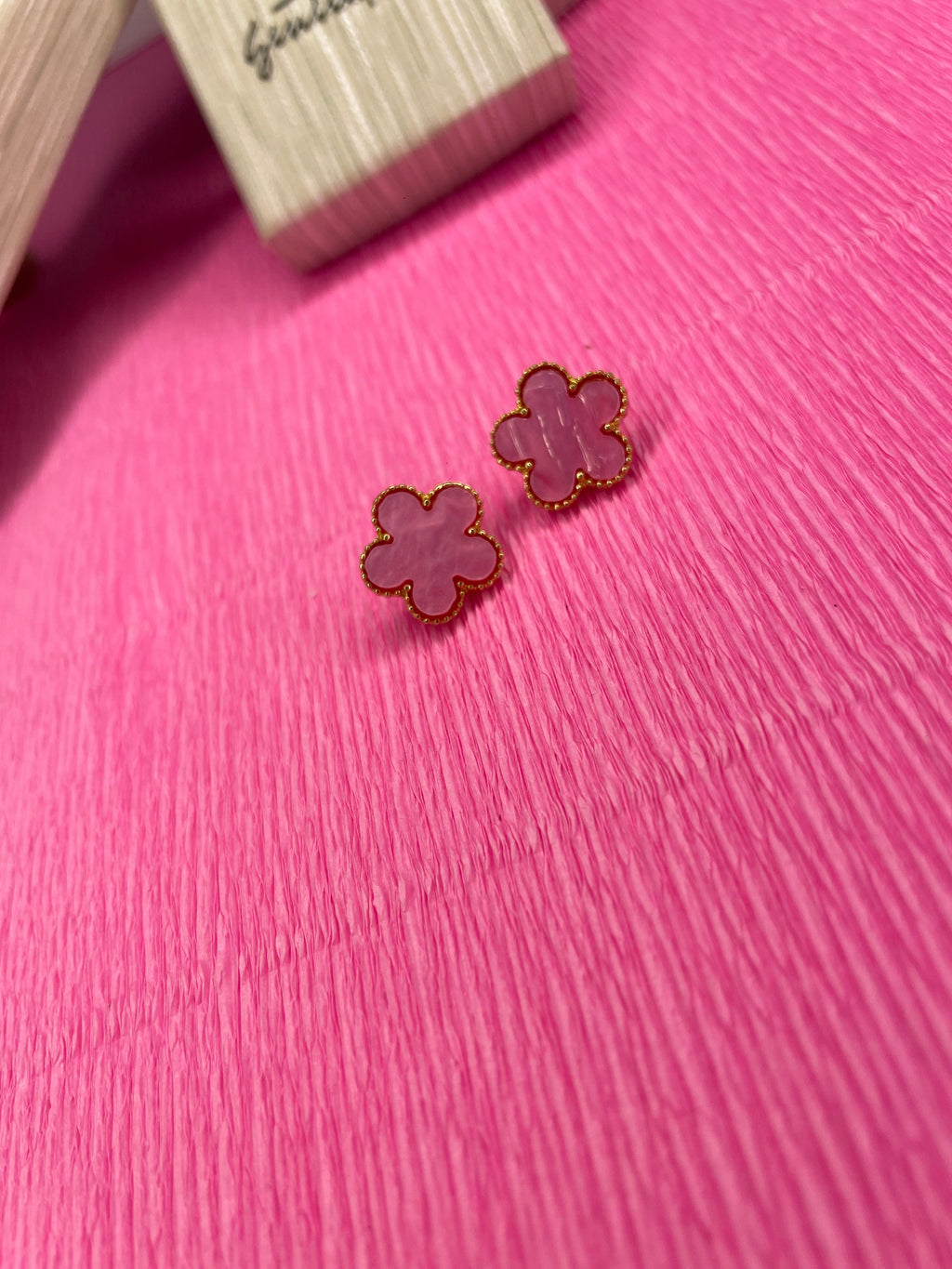 orecchini lucky charm gold rosa