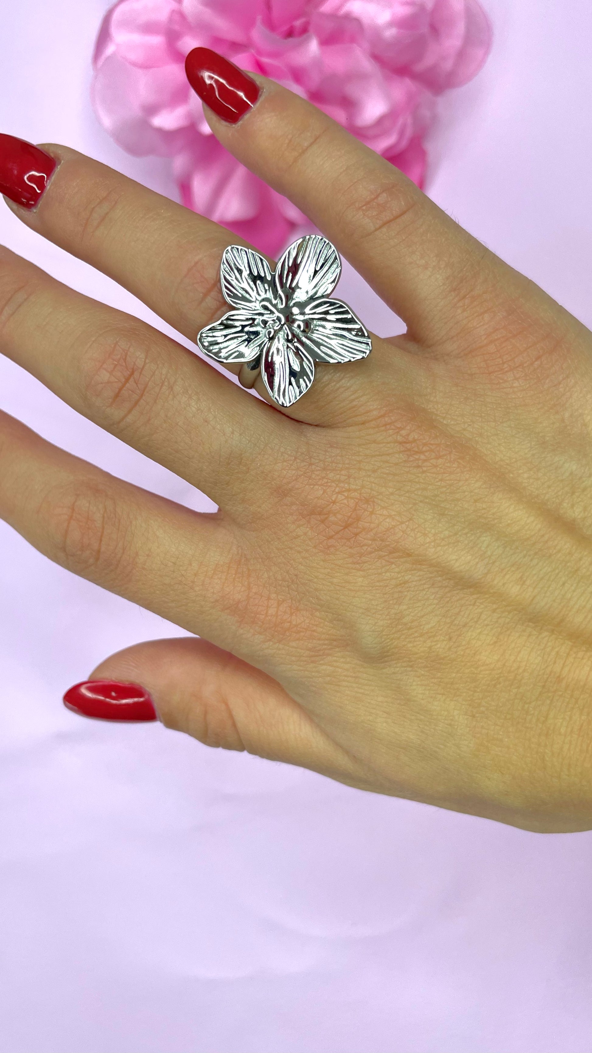 anello fiore argento 