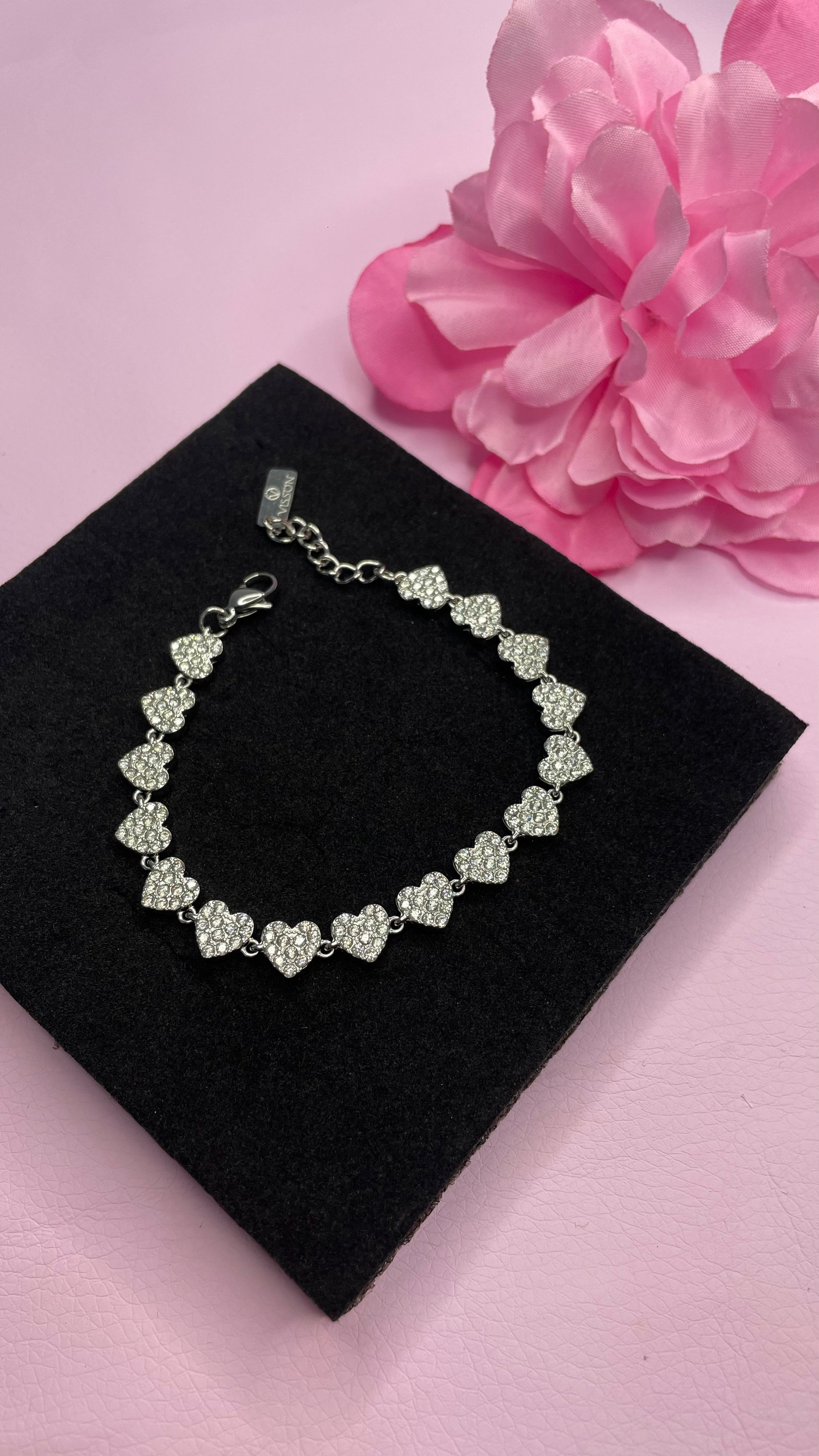 bracciale corona di cuori argento