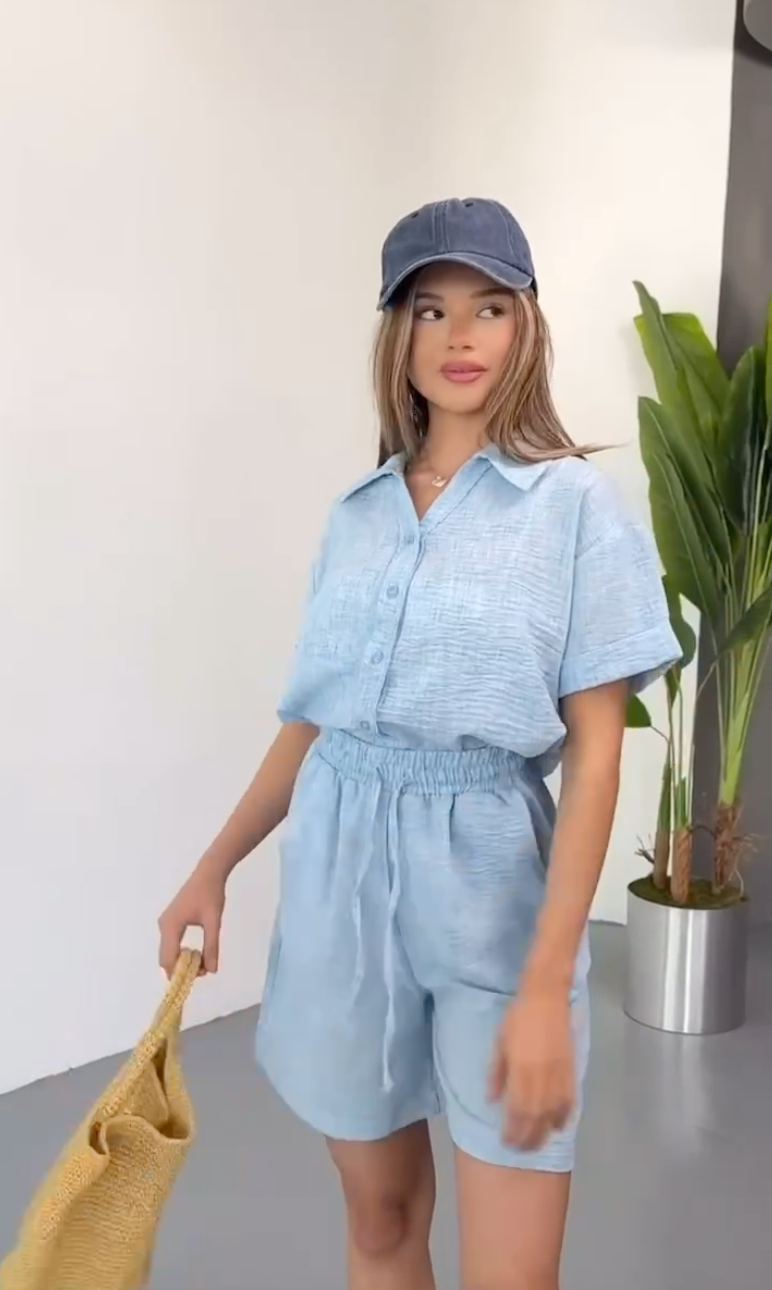 completo lina azzurro