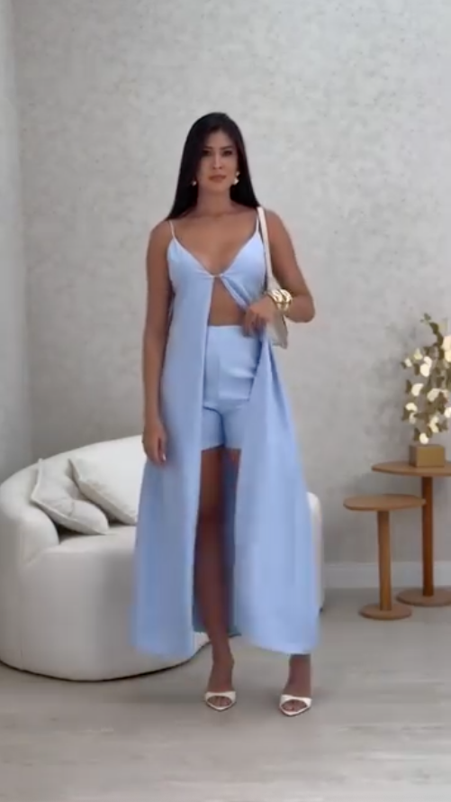 Coordinato pantagonna azzurro