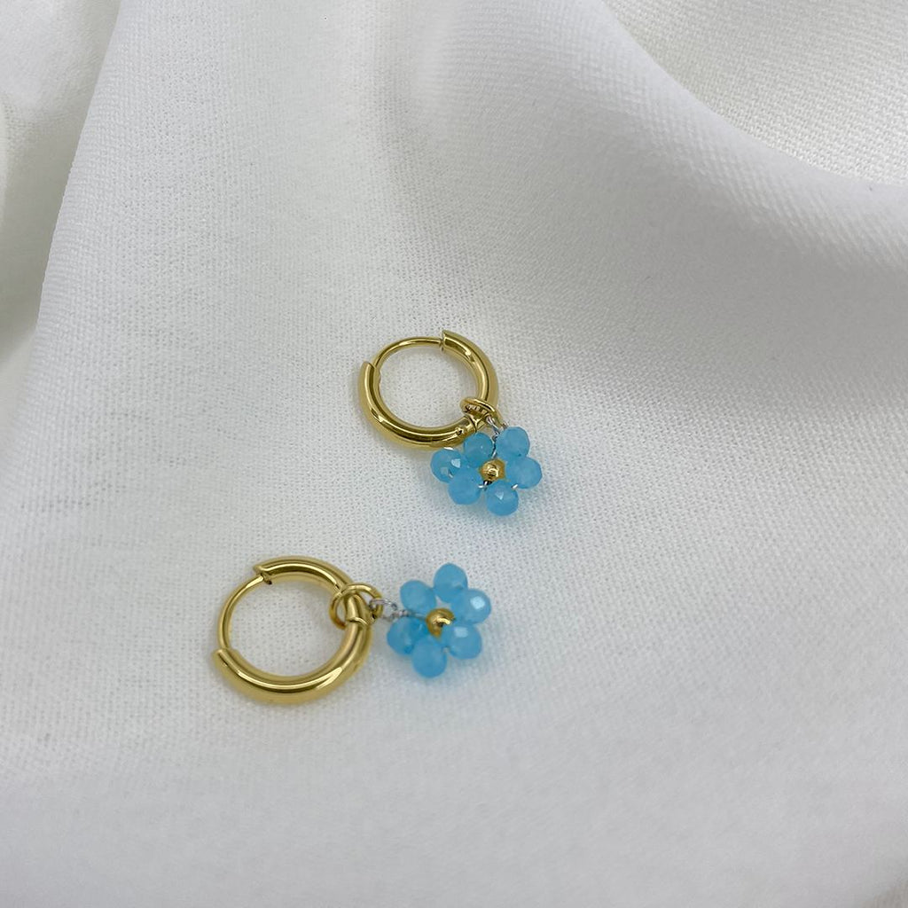 orecchini beaded flower azzurro