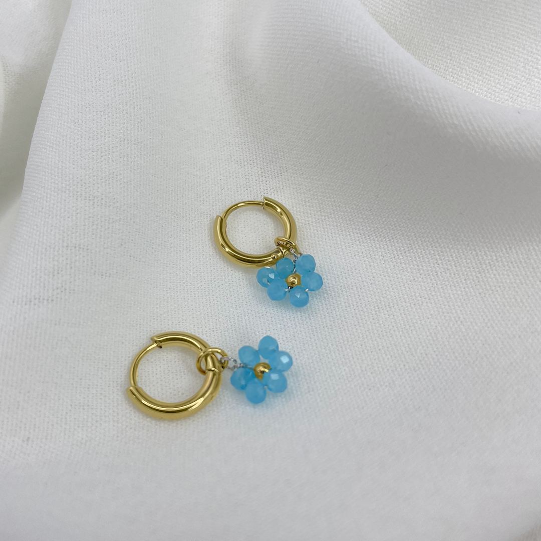 orecchini beaded flower azzurro